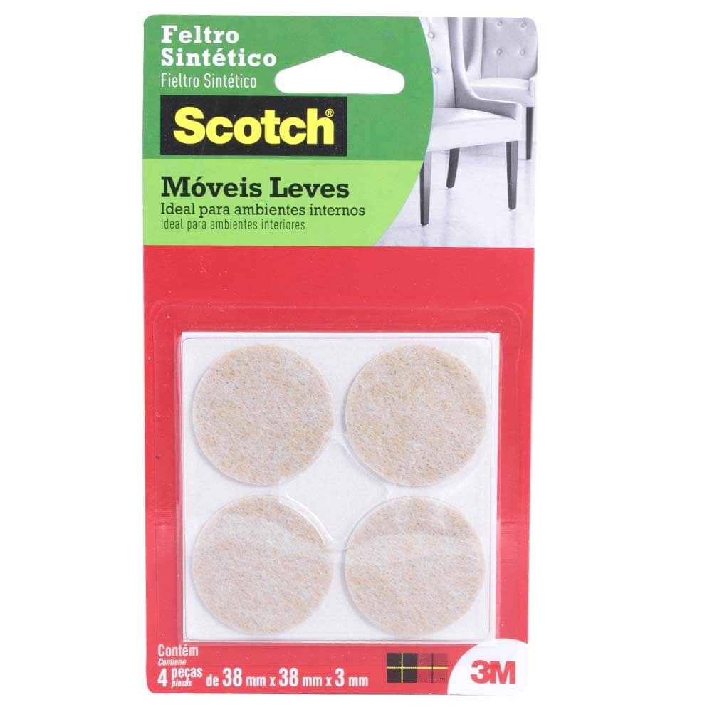 FELTRO MARROM REDONDO G COM 04PCS 38X38X3MM 3M HB004262679
