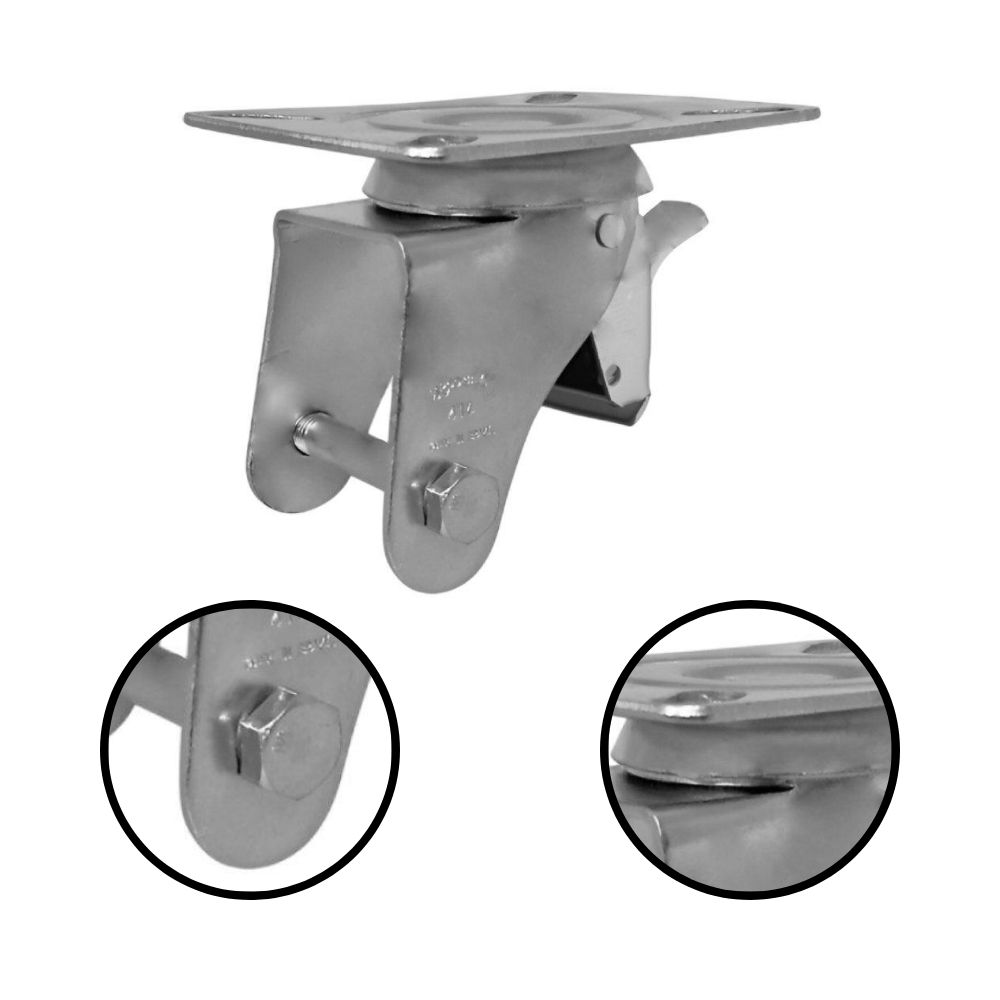 GARFO 4" GIRATORIO COM FREIO GLROA 414 COM EIXO ROD-CAR 108157 - Image 3
