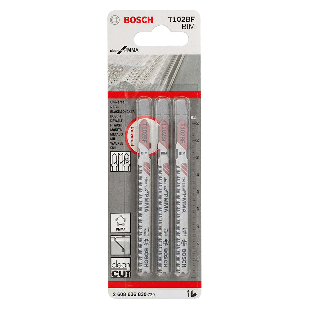 LAMINA SERRA TICO-TICO CORTE ACRILICO 67MM T102BF COM 3 UNIDADES BOSCH 2608636830