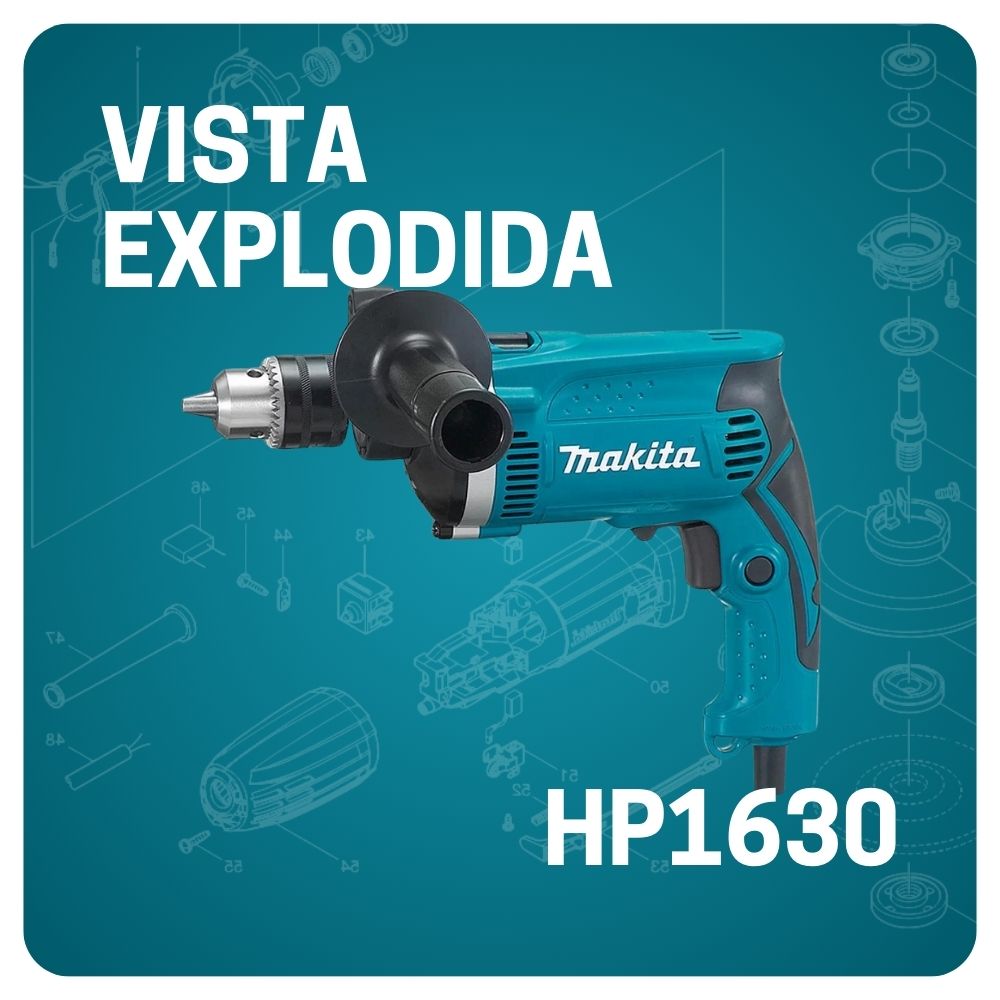 VISTA EXPLODIDA PEÇAS FURADEIRA MAKITA HP1630