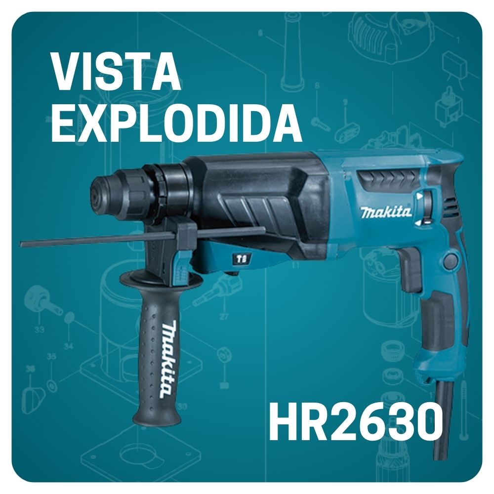 VISTA EXPLODIDA PEÇAS MARTELETE MAKITA HR2630
