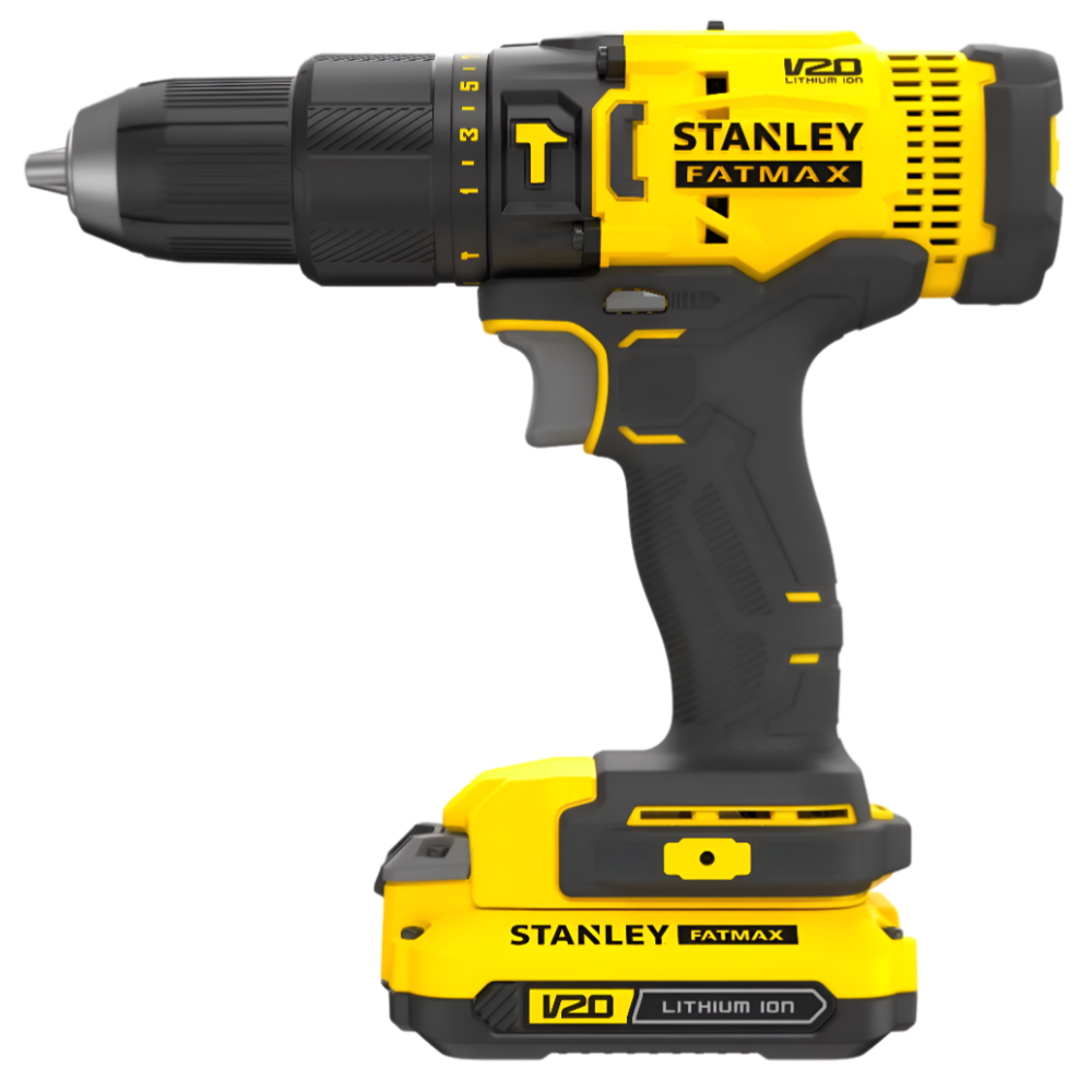 PARAFUSADEIRA/FURADEIRA DE IMPACTO 1/2" A BATERIA 20V STANLEY SCD711C1K-BR FATMAX COM 01 BATERIA E CARREGADOR BIVOLT