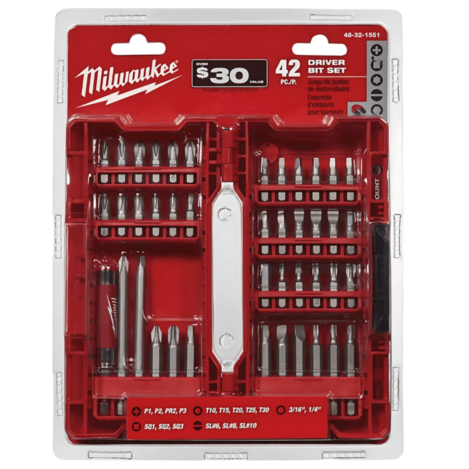 JOGO KIT PONTA BIT COM 42 PEÇAS MILWAUKEE 48-32-1551