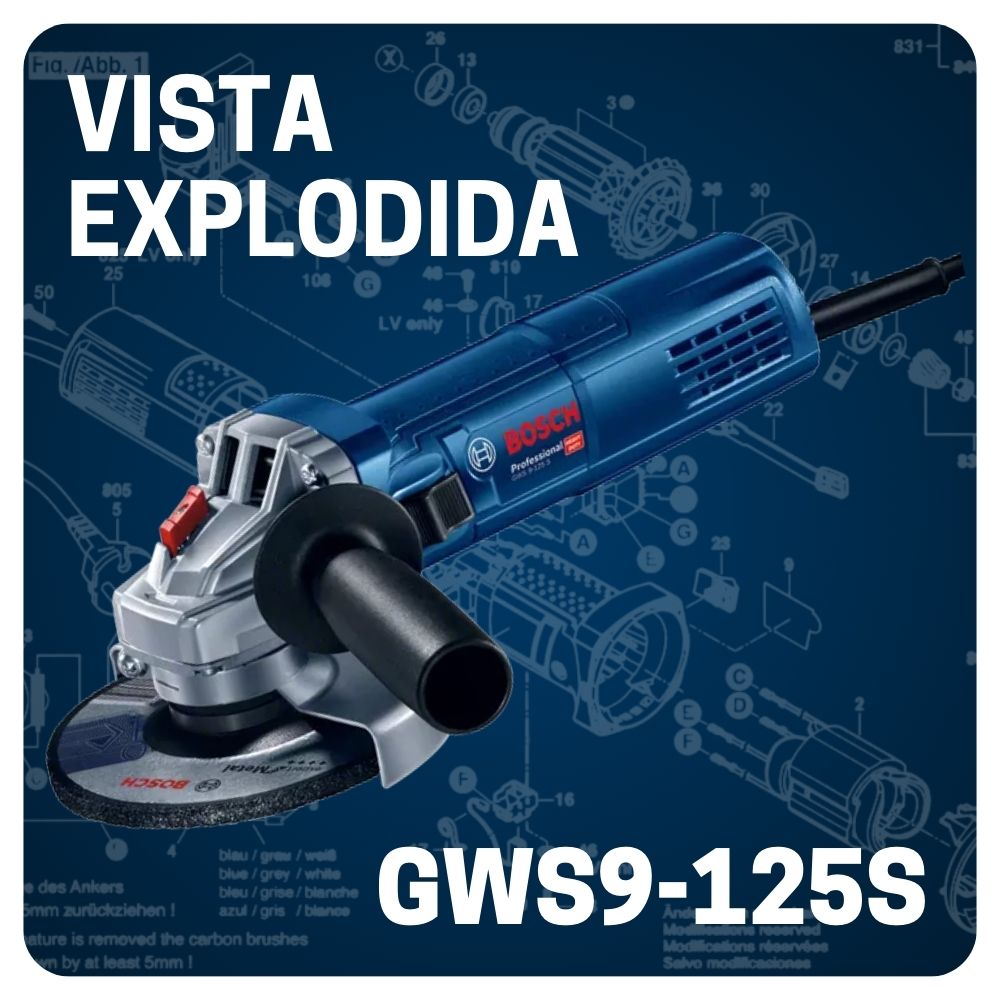 VISTA EXPLODIDA PEÇAS ESMERILHADEIRA BOSCH GWS9-125S