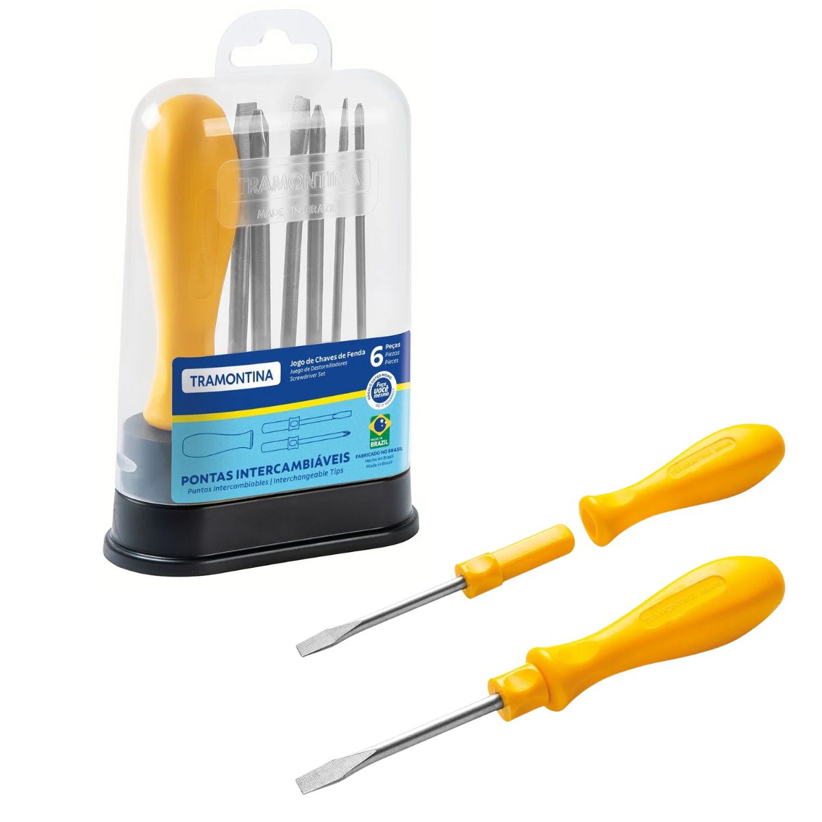 JOGO DE CHAVE DE FENDA E PHILIPS INTERCAMBIAVEIS COM 6 PEÇAS TRAMONTINA - 41110/506