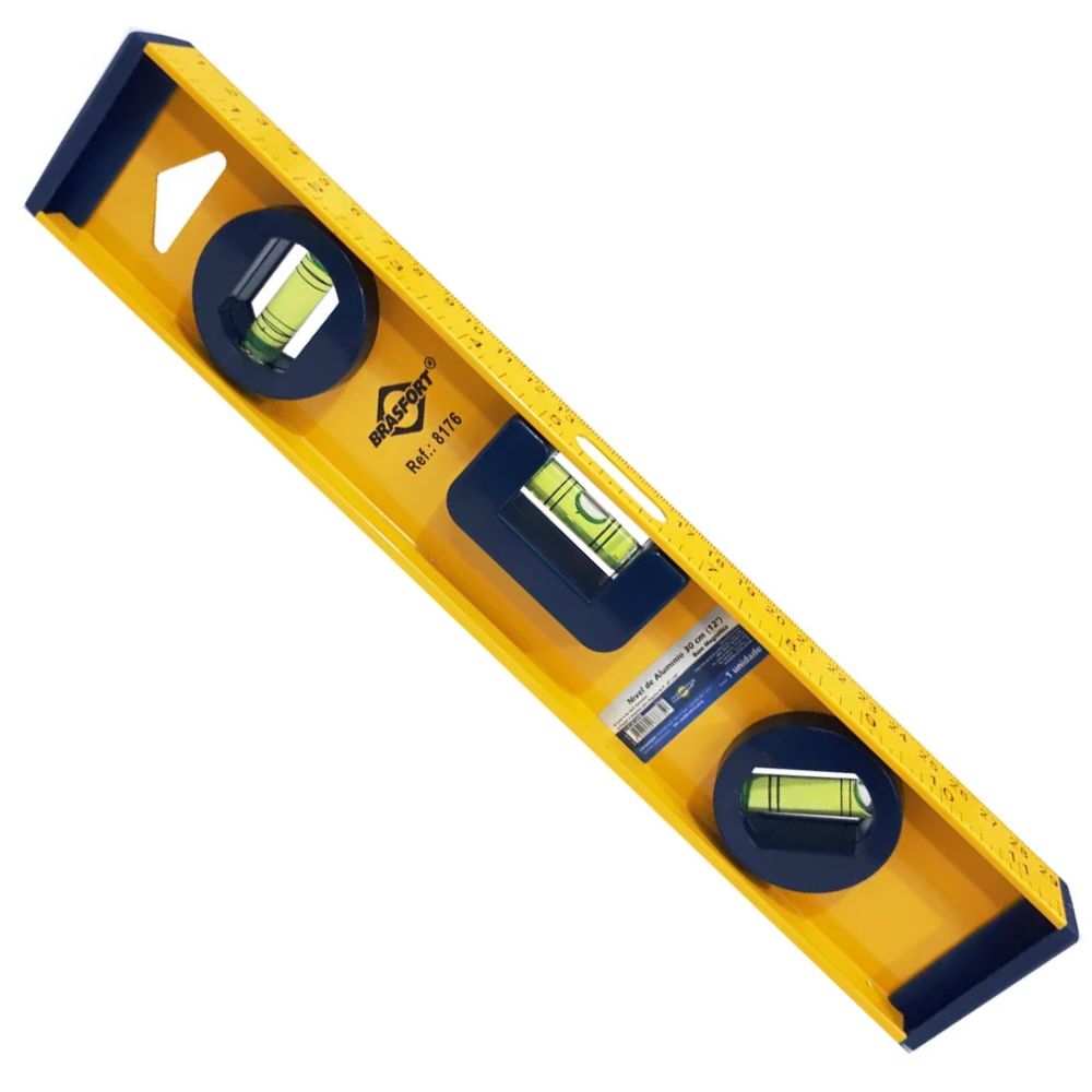 NIVEL ALUMINIO BASE MAGNETICA 12" (300MM) BRASFORT 8176