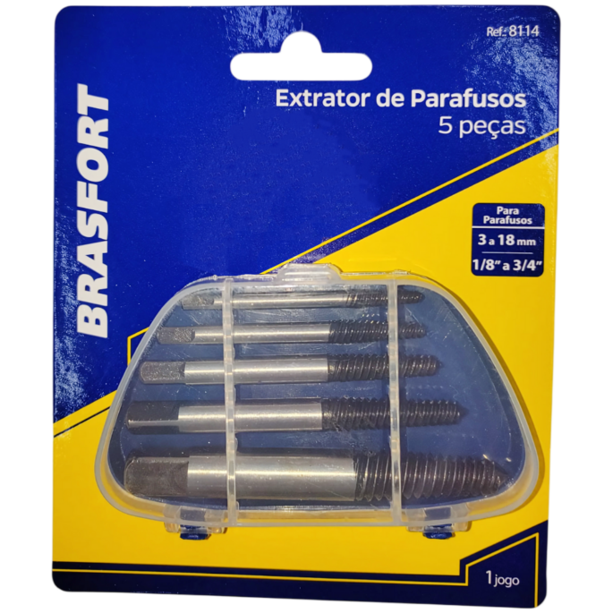 KIT SACA PARAFUSO MANUAL EXTRATOR DE PARAFUSOS COM 5 PEÇAS M3 A M18 BRASFORT 8114 - Image 3