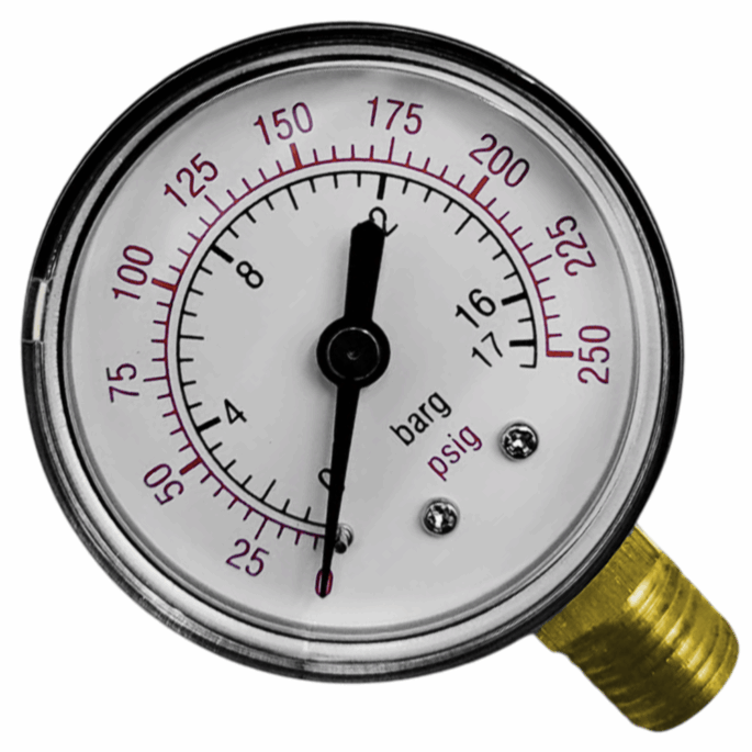 MANOMETRO VERTICAL, MECANICO, METALICO,ESCALA EXTERNA 0-250, ROSCA 1/4", PARA COMPRESSOR DE AR SCHULZ 830.1673-0