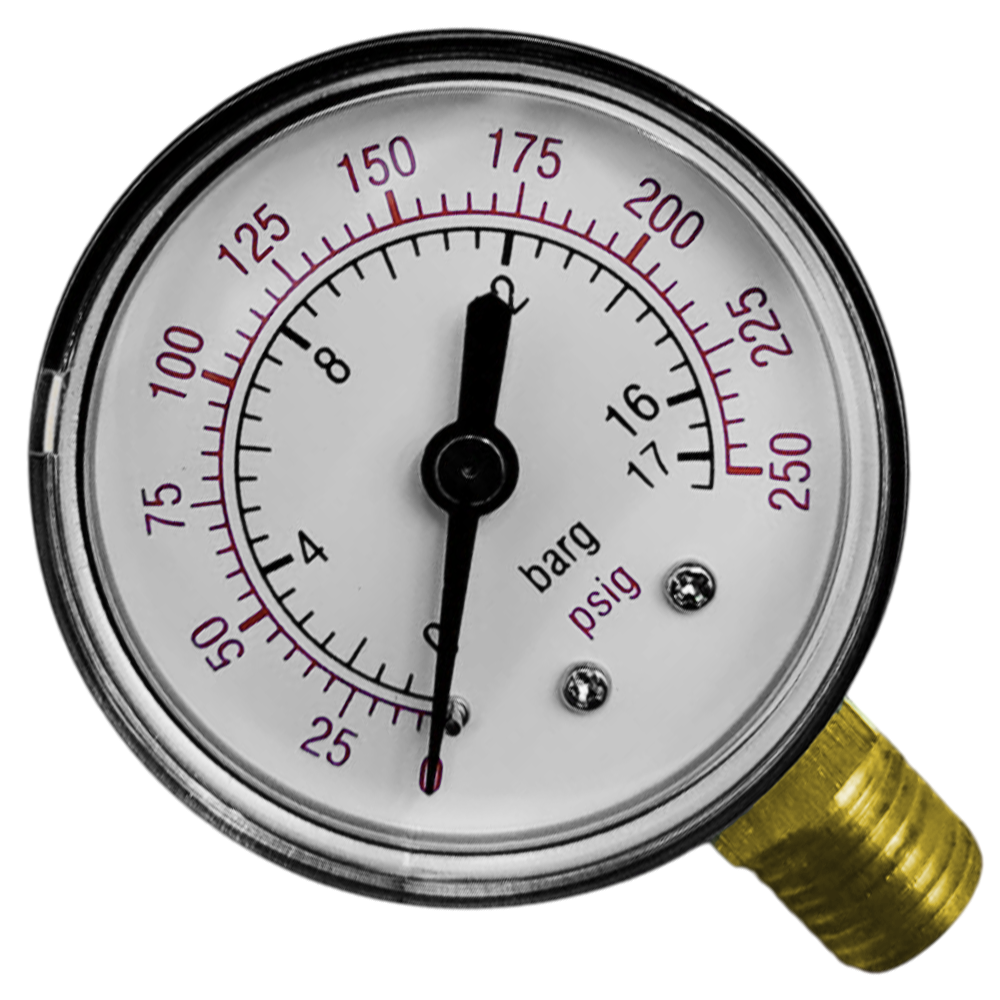 MANOMETRO VERTICAL, MECANICO, METALICO,ESCALA EXTERNA 0-250, ROSCA 1/4", PARA COMPRESSOR DE AR SCHULZ 830.1673-0