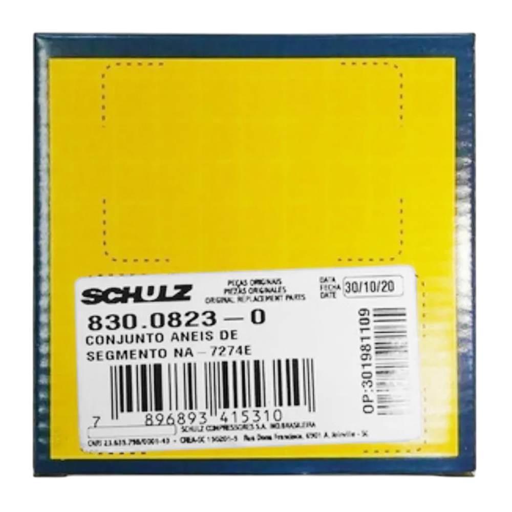 CONJUNTO ANEIS DE SEGMENTO DE 2" COM (05) CINCO UNIDADES, PARTE DO COMPRESSOR DE AR SCHULZ 830.0823-0