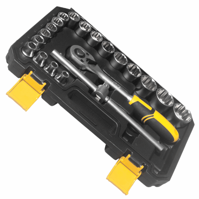 JOGO DE CHAVE DE CATRACA 1/2" SOQUETES ESTRIADOS COM 22PCS 08 A 32MM VONDER 3029008032 - Image 3