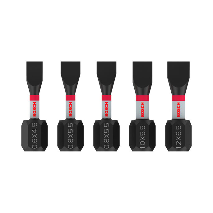 JOGO KIT PONTA BITS FENDA COM 5 PEÇAS (SL0.6x4.5 , SL0.8x5.5(2x) , SL1.0x5.5 , SL1.2x6.5) BOSCH PRO 2608521U60 SL IMPACT SET
