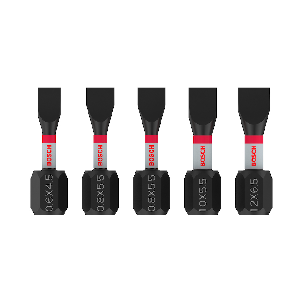 JOGO KIT PONTA BITS FENDA COM 5 PEÇAS (SL0.6x4.5 , SL0.8x5.5(2x) , SL1.0x5.5 , SL1.2x6.5) BOSCH PRO 2608521U60 SL IMPACT SET