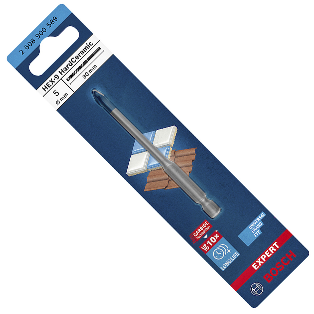 BROCA MULTIMATERIAL EXPERT HEX9 HARD CERAMIC 05X90MM BOSCH 2608900589 - ENCAIXE HEXAGONAL 1/4