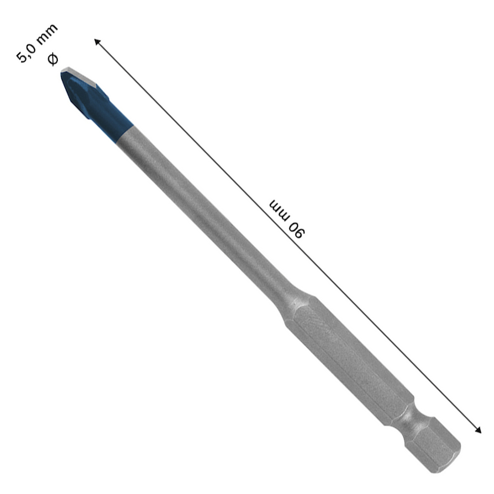 BROCA MULTIMATERIAL EXPERT HEX9 HARD CERAMIC 05X90MM BOSCH 2608900589 - ENCAIXE HEXAGONAL 1/4 - Image 3