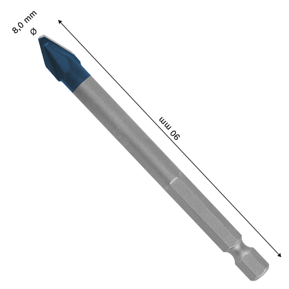 BROCA MULTIMATERIAL EXPERT HEX9 HARD CERAMIC 08X90MM BOSCH 2608900592 - ENCAIXE HEXAGONAL 1/4 - Image 3