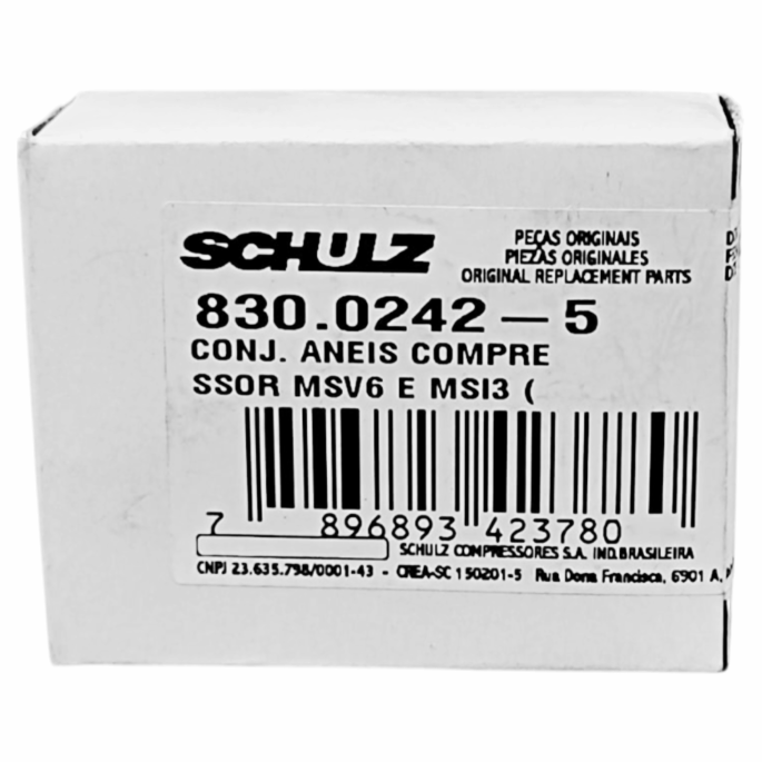 CONJUNTO REPARO PARA COMPRESSOR COM 5 PEÇAS (2 ANEIS DE SEGMENTO, 1 ANEL PARA PISTÃO, EM TEFLON, 02 MOLAS EM AÇO) SCHULZ 830.0242-5 - Image 3