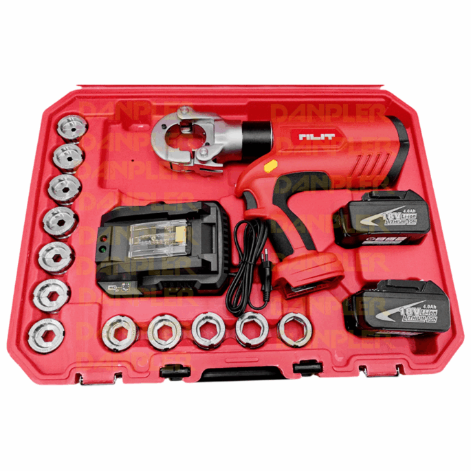 ALICATE CRIMPADOR A BATERIA 18V RILIT EG-300B COM 02 BATERIA 4.0AH, CARREGADOR BIVOLT, 12 MATRIZES HEXAGONAIS E MALETA - Image 5