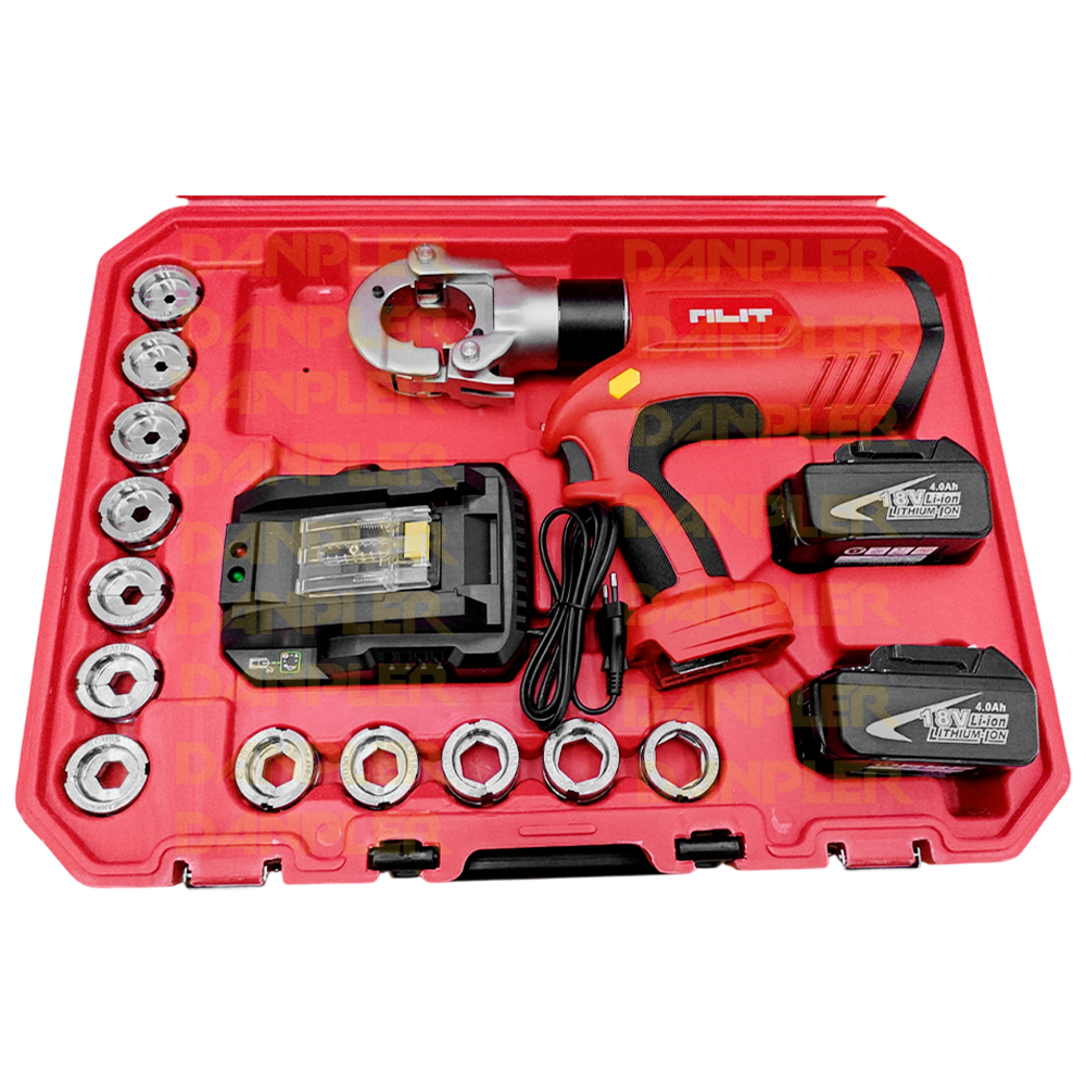 ALICATE CRIMPADOR A BATERIA 18V RILIT EG-300B COM 02 BATERIA 4.0AH, CARREGADOR BIVOLT, 12 MATRIZES HEXAGONAIS E MALETA - Image 5