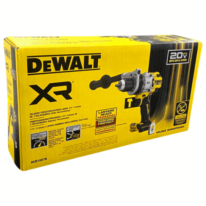 PARAFUSADEIRA/FURADEIRA DE IMPACTO 1/2 A BATERIA 20V BRUSHLESS PREMIUM 169NM DEWALT DCD1007BB3 - SOMENTE A MAQUINA - Image 2
