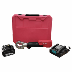 ALICATE CRIMPADOR A BATERIA 18V RILIT EZ-300 60KN COBRE 300MM ALUMÍNIO 240MM COM 2 BATERIA 4AH, CARREGADOR BIVOLT, 12 MATRIZES HEXAGONAL E MALETA