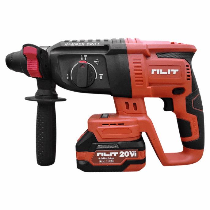 MARTELETE ROTATIVO E ROMPEDOR (3 FUNÇÕES) SDS-PLUS A BATERIA 20V RILIT 20D262 - COM 2 BATERIAS 4.0AH, CARREGADOR, PUNHO, ACESSORIOS E MALETA - Imagem 2