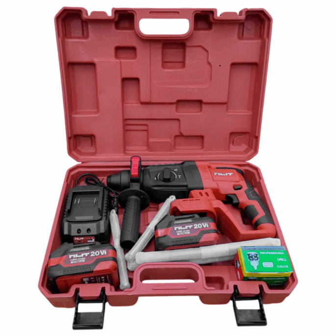 MARTELETE ROTATIVO E ROMPEDOR (3 FUNÇÕES) SDS-PLUS A BATERIA 20V RILIT 20D262 - COM 2 BATERIAS 4.0AH, CARREGADOR, PUNHO, ACESSORIOS E MALETA - Imagem 5