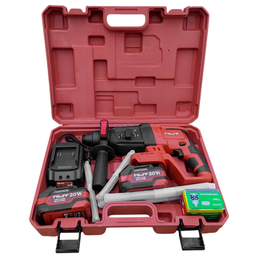 MARTELETE ROTATIVO E ROMPEDOR (3 FUNÇÕES) SDS-PLUS A BATERIA 20V RILIT 20D262 - COM 2 BATERIAS 4.0AH, CARREGADOR, PUNHO, ACESSORIOS E MALETA - Imagem 5