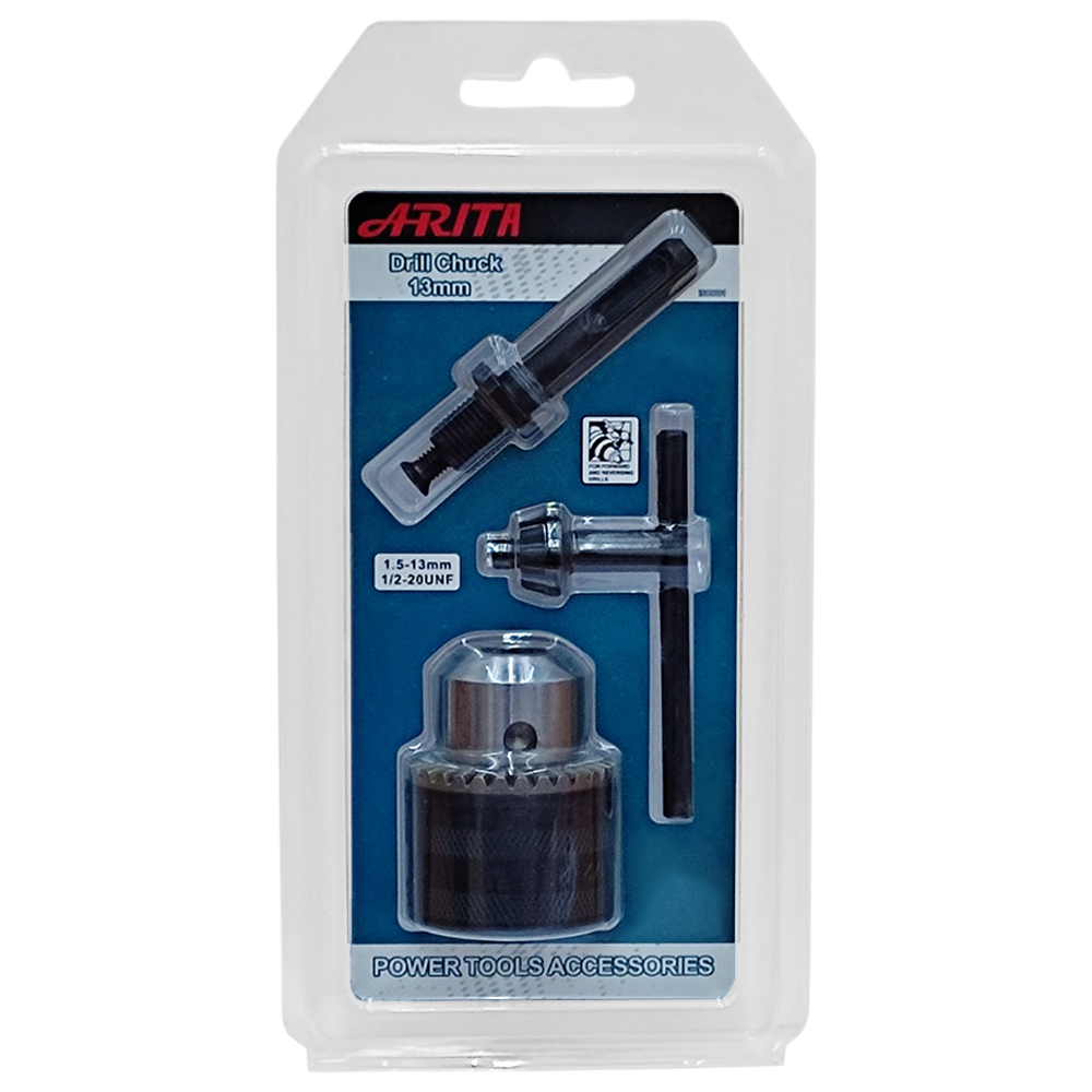 KIT MANDRIL COM CHAVE 1/2" ROSCA 1/2X20 + ADAPTADOR 1/2" PARA ENCAIXE SDS-PLUS - ARITA