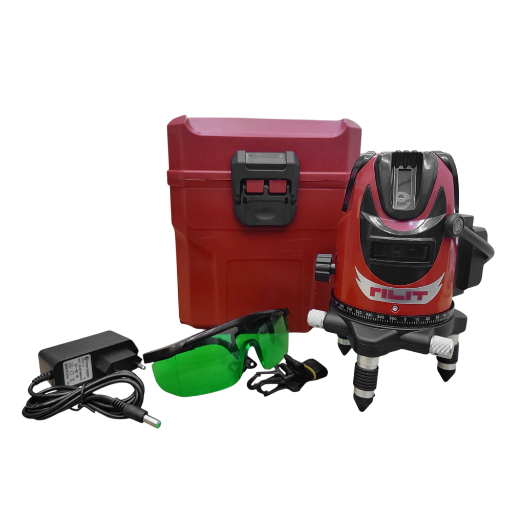 (ROBO) NIVEL A LASER LINHA VERDE A BATERIA RILIT COM 5 LINHAS - COM 01 BATERIA, CARREGADOR BIVOLT E MALETA - Imagem 3