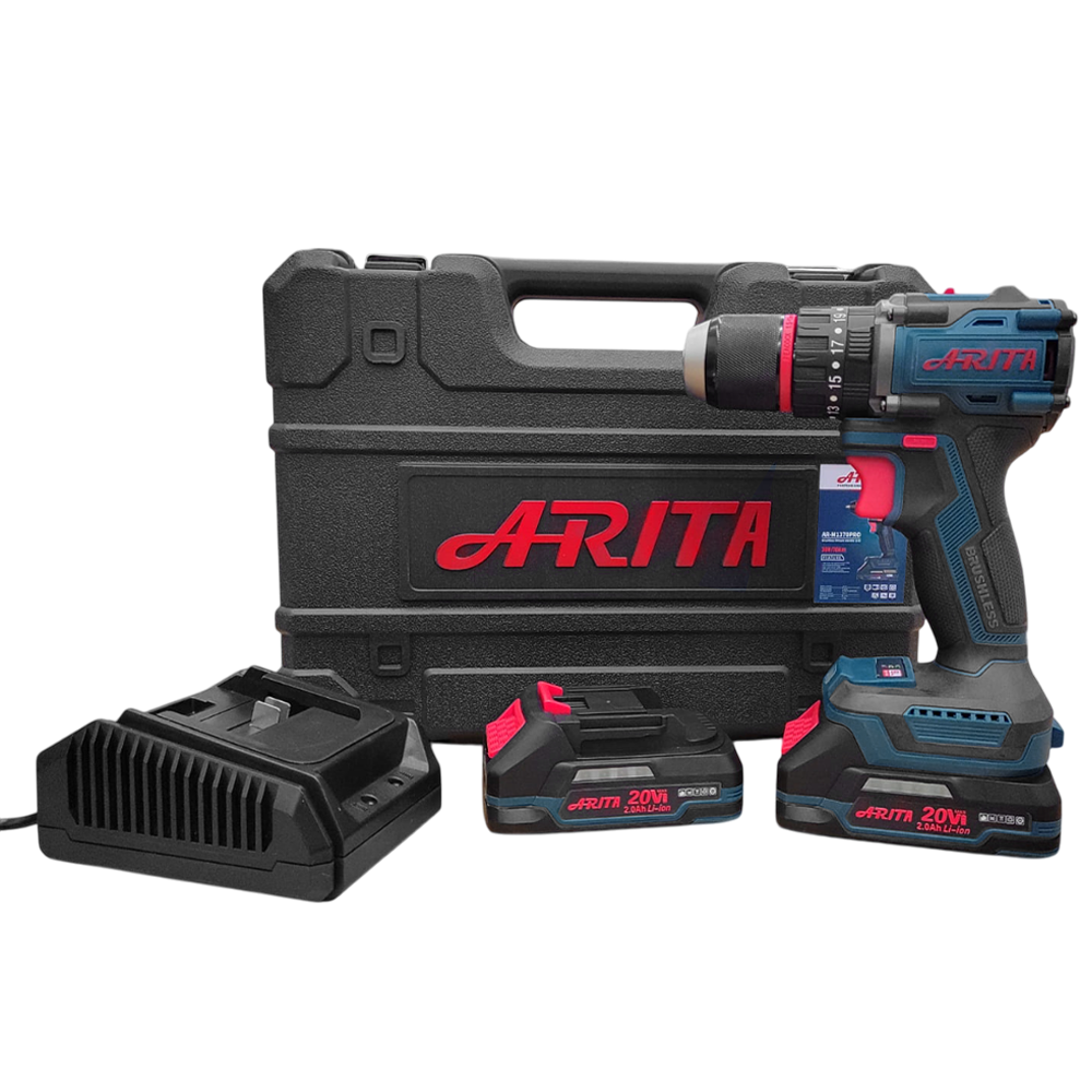 PARAFUSADEIRA/FURADEIRA DE IMPACTO 1/2" A BATERIA 20V ARITA AR-M1370PRO 70NM - COM 02 BATERIA 2.0AH, CARREGADOR BIVOLT E MALETA