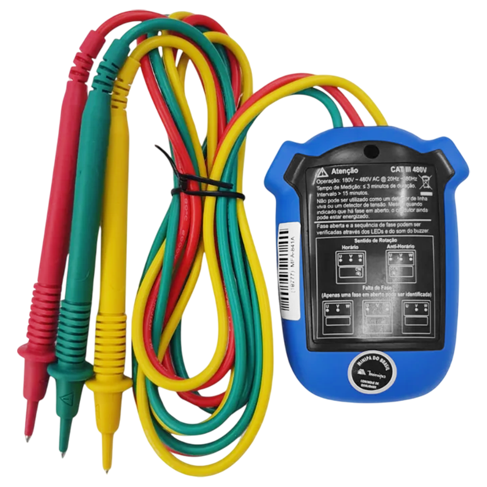 INDICADOR DE SEQUENCIA DE FASE FASIMETRO COM INDICADOR LED 480 VOLTS MINIPA MFA-841A - Imagem 2