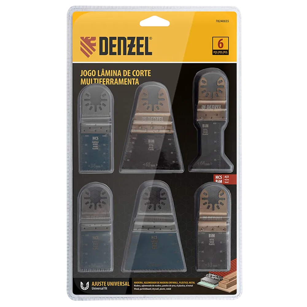 JOGO DE LÂMINA PARA MULTICORTADORA PARA METAL E MADEIRA COM 06 PEÇAS DENZEL 78240655