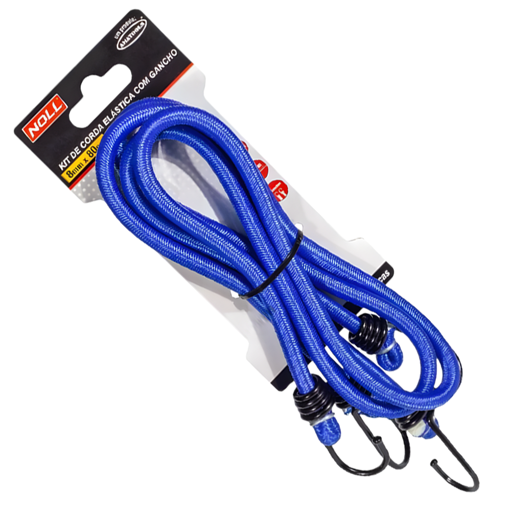 KIT CORDA ELASTICA COM GANCHO 8MM X 80CM - COM 02 PEÇAS NOLL 772,0001 (ARANHA)