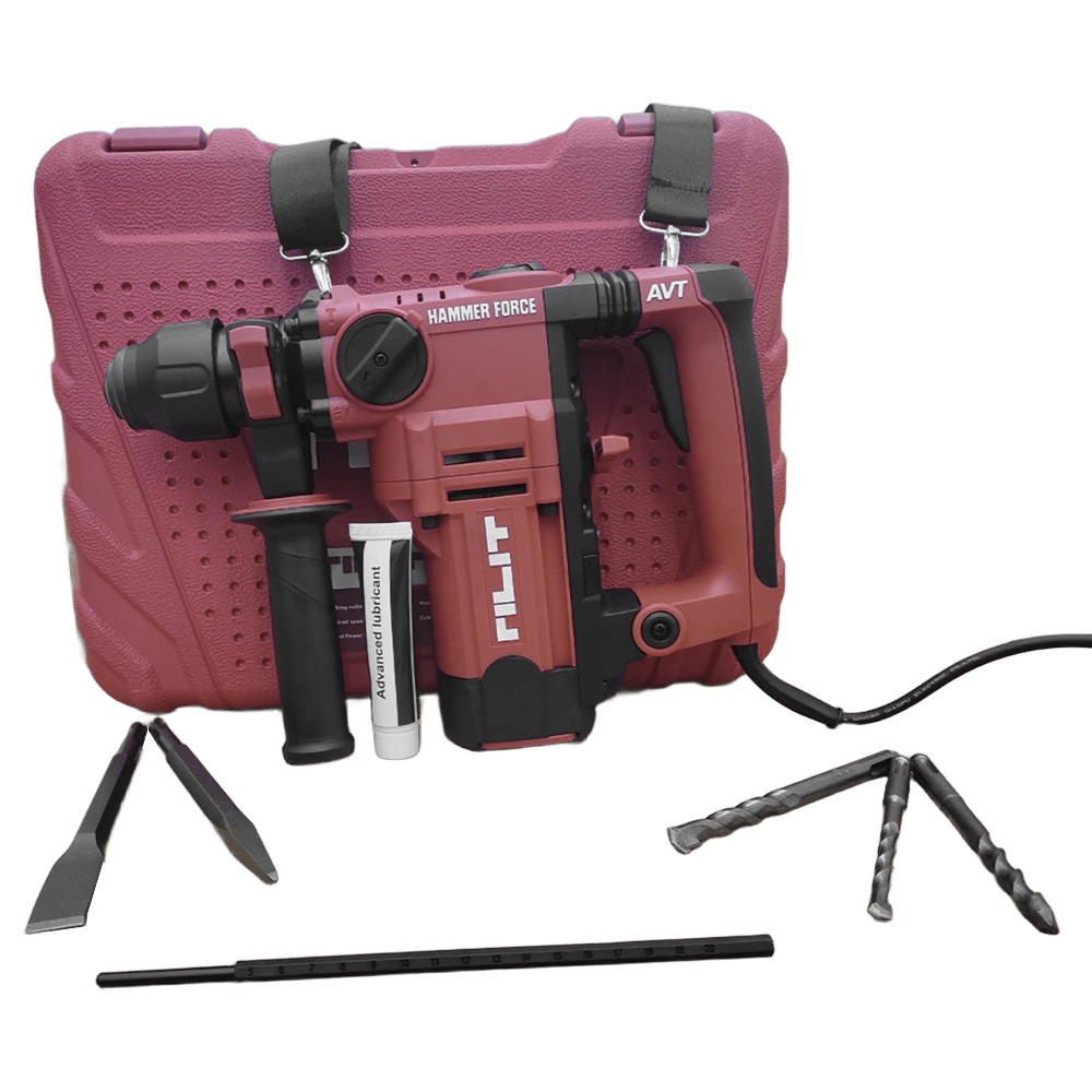 MARTELETE PERFURADOR E ROMPEDOR SDS-PLUS 28MM 4.2KG 900W RILITT 20D101 220V - COM 3 BROCAS, PONTEIRO, TALHADEIRA E MALETA