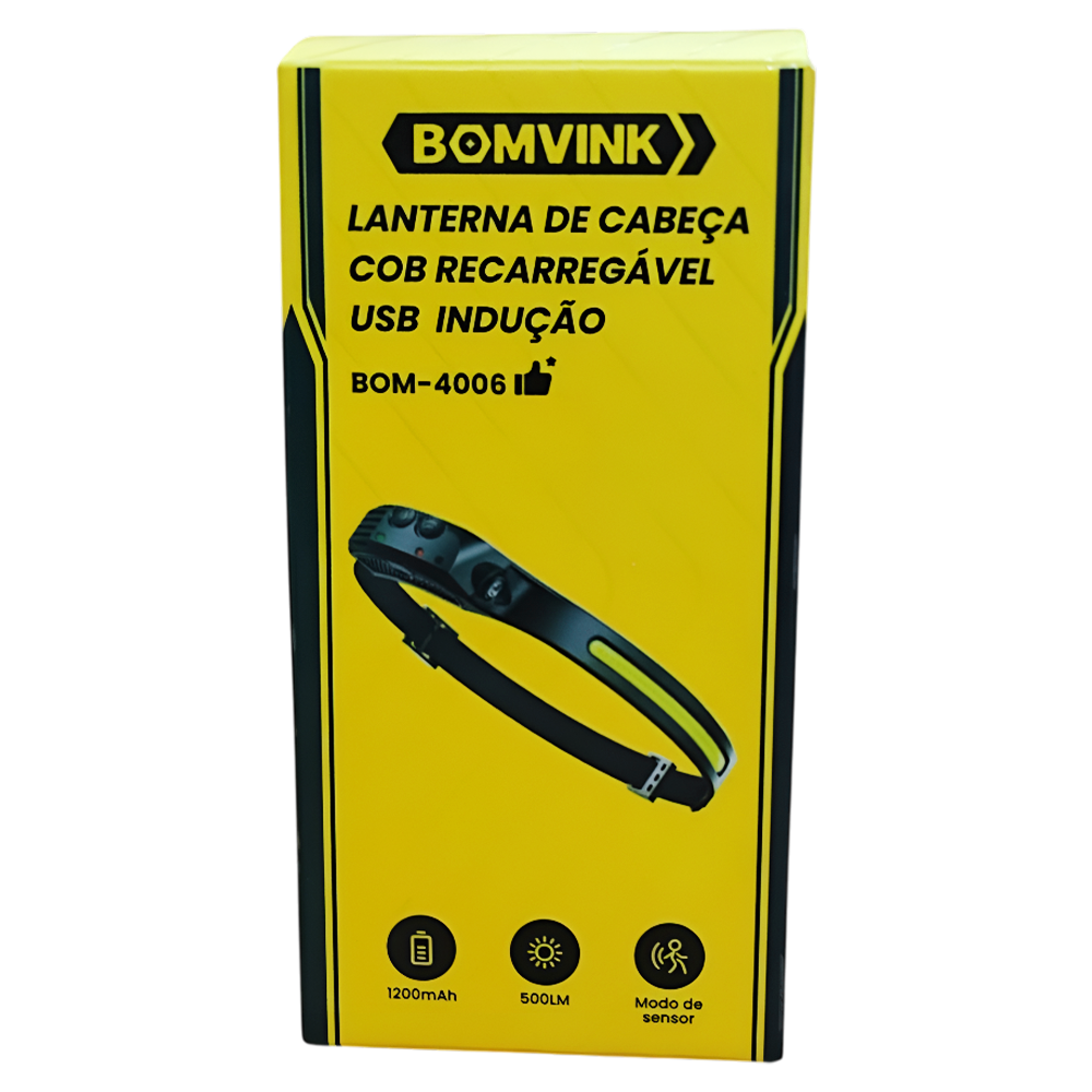 LANTERNA DE CABECA COB LED RECARREGAVEL 500LM BOMVINK BOM-4006 - Imagem 2