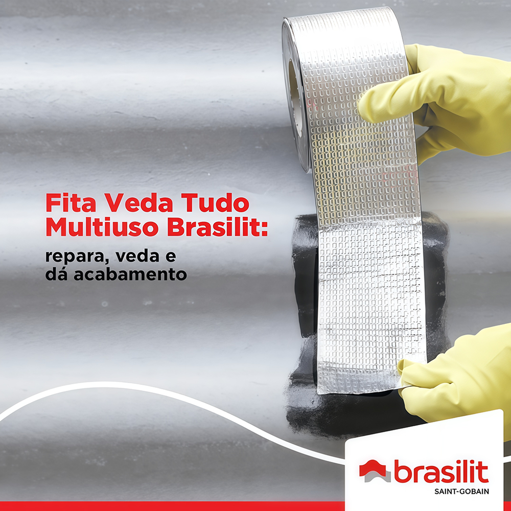 FITA ADESIVA IMPERMEABILIZANTE VEDA TUDO 30CMX10M BRASILIT 1054203010 - COR ALUMINIO - Imagem 3
