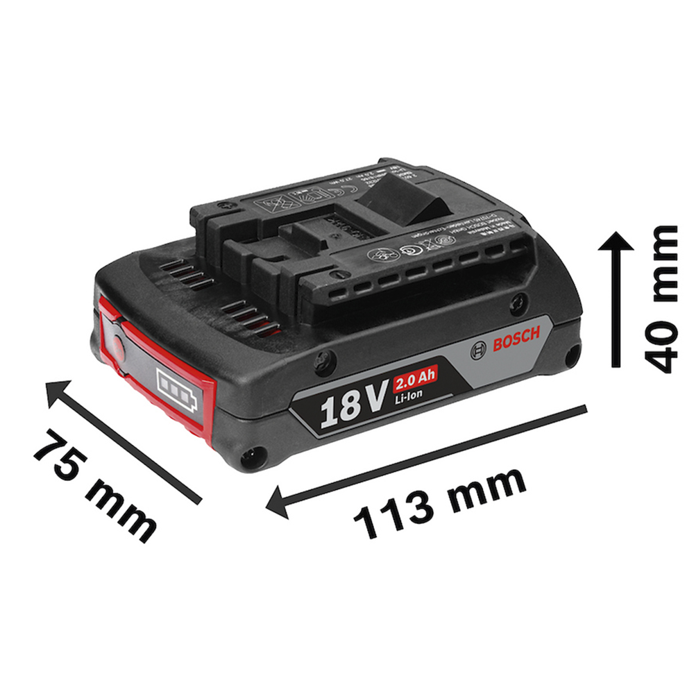 KIT COM 2 BATERIAS 2.0AH 18V(GBA18V 2.0AH 1600Z00036) + CARREGADOR BIVOLT GAL18V20(1600A021LA) BOSCH 1600A02RN1 - Imagem 3