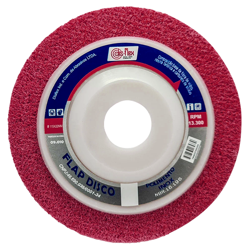 DISCO FLAP POLIMENTO INOX 115X22MM MEDIO (VERMELHO) DISFLEX 09010