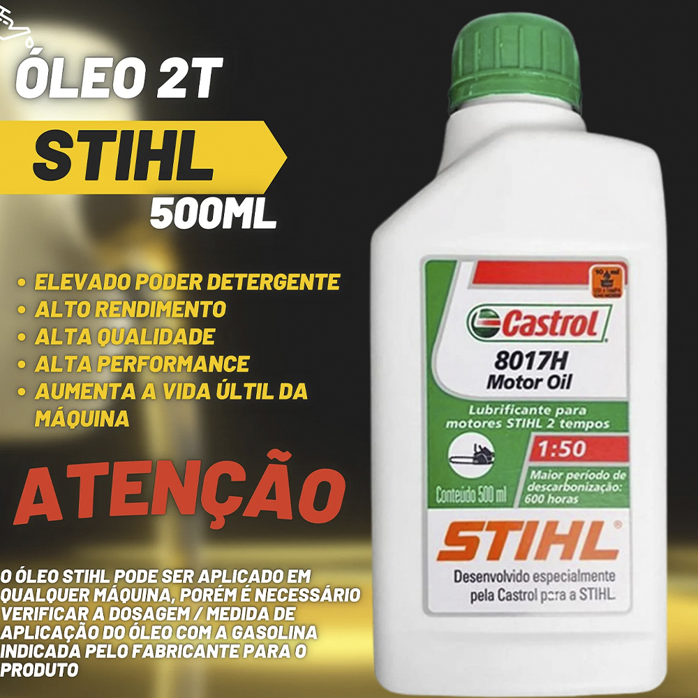 OLEO LUBRIFICANTE PARA MOTOR 2 TEMPOS STIHL 0781-389-3004 8017H 500ML - Imagem 6