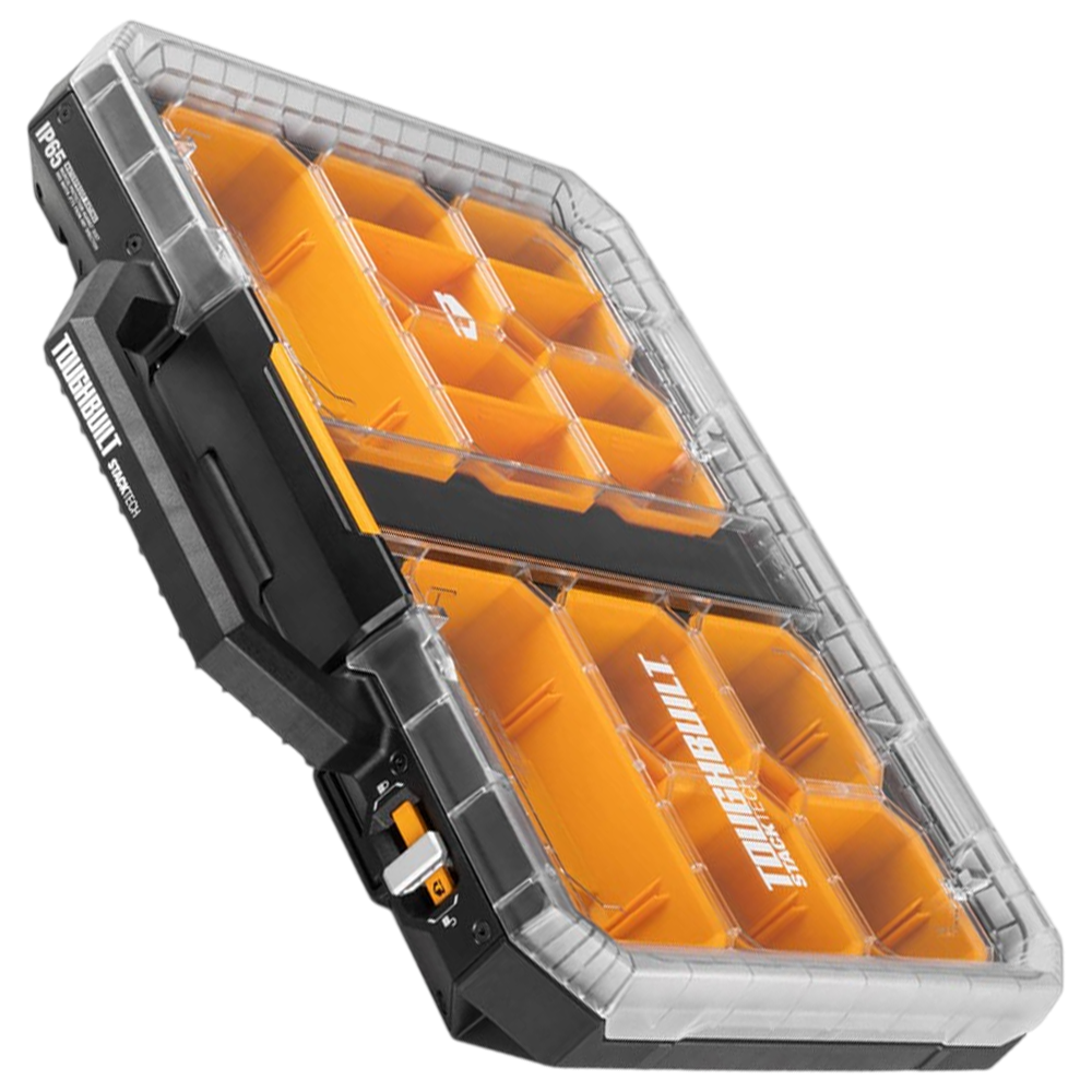 ORGANIZADOR COMPACTO DE BAIXO PERFIL STACKTECH EMPILHAVEL COM TAMPA TRANSLUCIDA TOUGHBUILT TB-B1-O-10