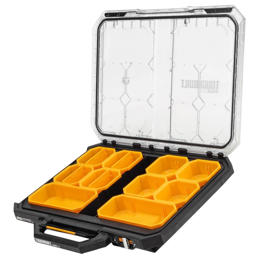 ORGANIZADOR COMPACTO DE BAIXO PERFIL STACKTECH EMPILHAVEL COM TAMPA TRANSLUCIDA TOUGHBUILT TB-B1-O-10 - Imagem 2