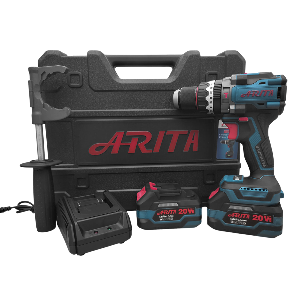 PARAFUSADEIRA/FURADEIRA DE IMPACTO 1/2" A BATERIA 20V ARITA ART13160 160NM - COM 02 BATERIA 4.0AH, CARREGADOR BIVOLT E MALETA