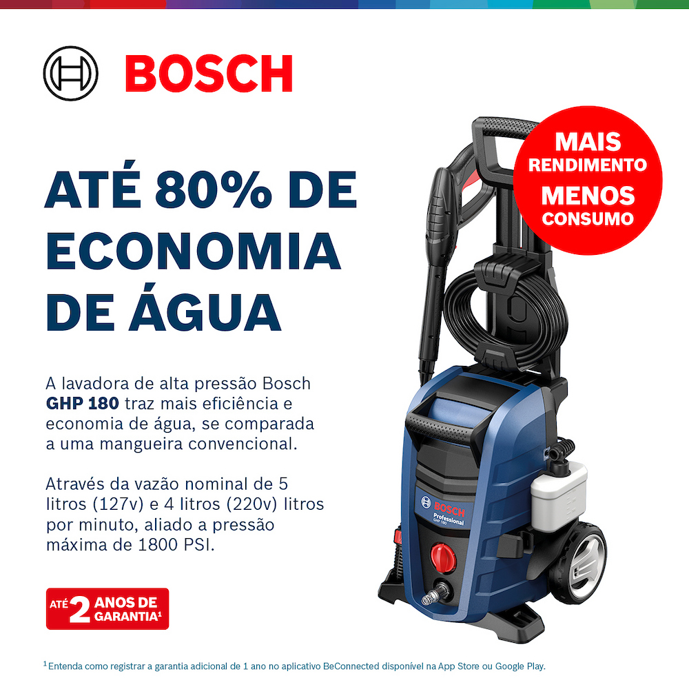 LAVADORA DE ALTA PRESSAO 124BAR 1800 LIBRAS 1500W BOSCH 0600910CD0 GHP180 127V - Imagem 5