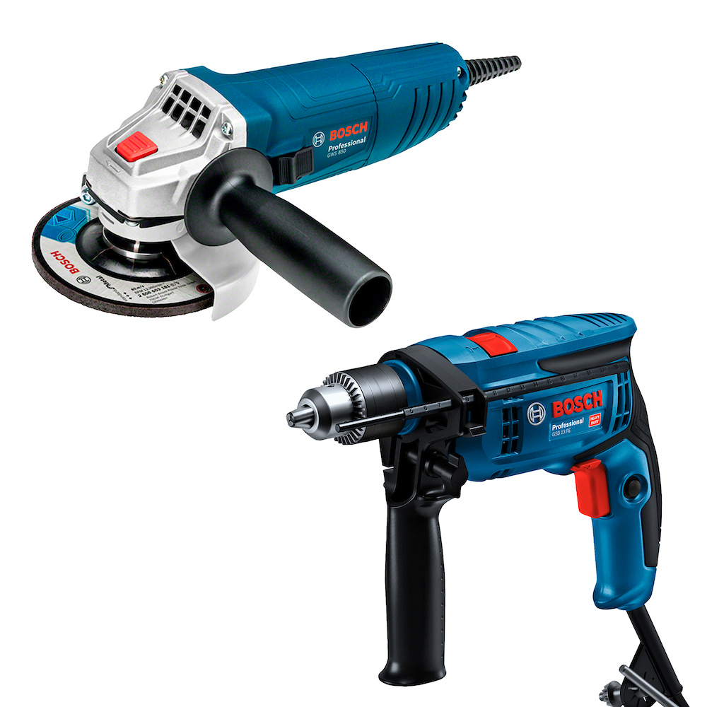 COMBO KIT GSB13RE FURADEIRA DE IMPACTO 1/2 750W + GWS850 ESMERILHADEIRA ANGULAR 4.1/2"(115MM) 850W BOSCH 06012B75D0 110V