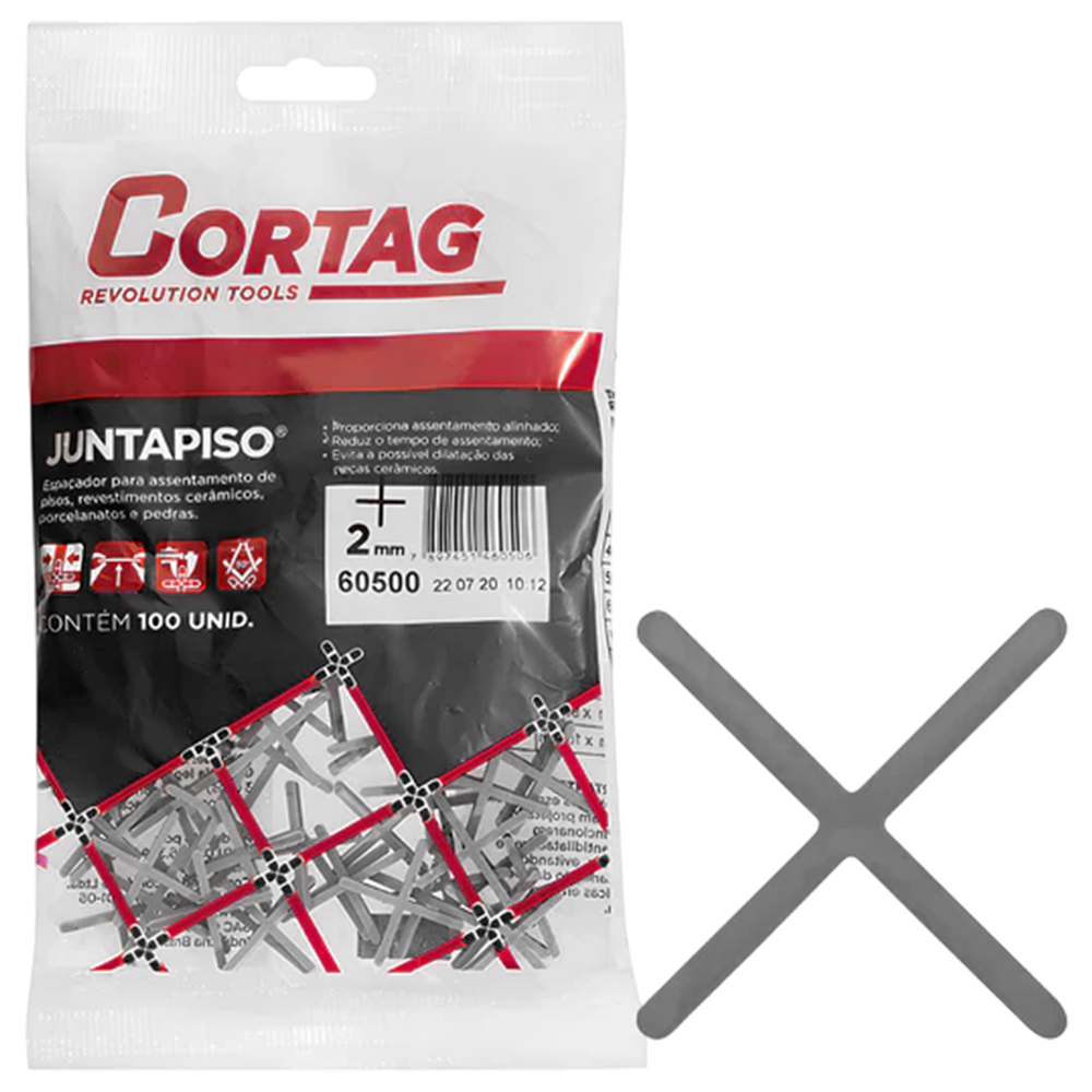 ESPACADOR "JUNTAPISO" 2MM PACOTE COM 100 UNIDADE CORTAG 60500