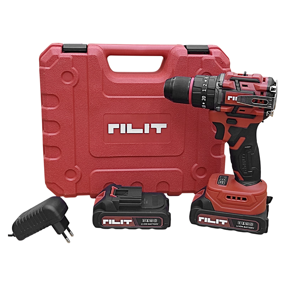 PARAFUSADEIRA/FURADEIRA DE IMPACTO 1/2" A BATERIA 20V RILIT RDA-02A COM 2 BATERIA 2AH,CARREGADOR BIVOLT, 24 ACESSOR E MALETA