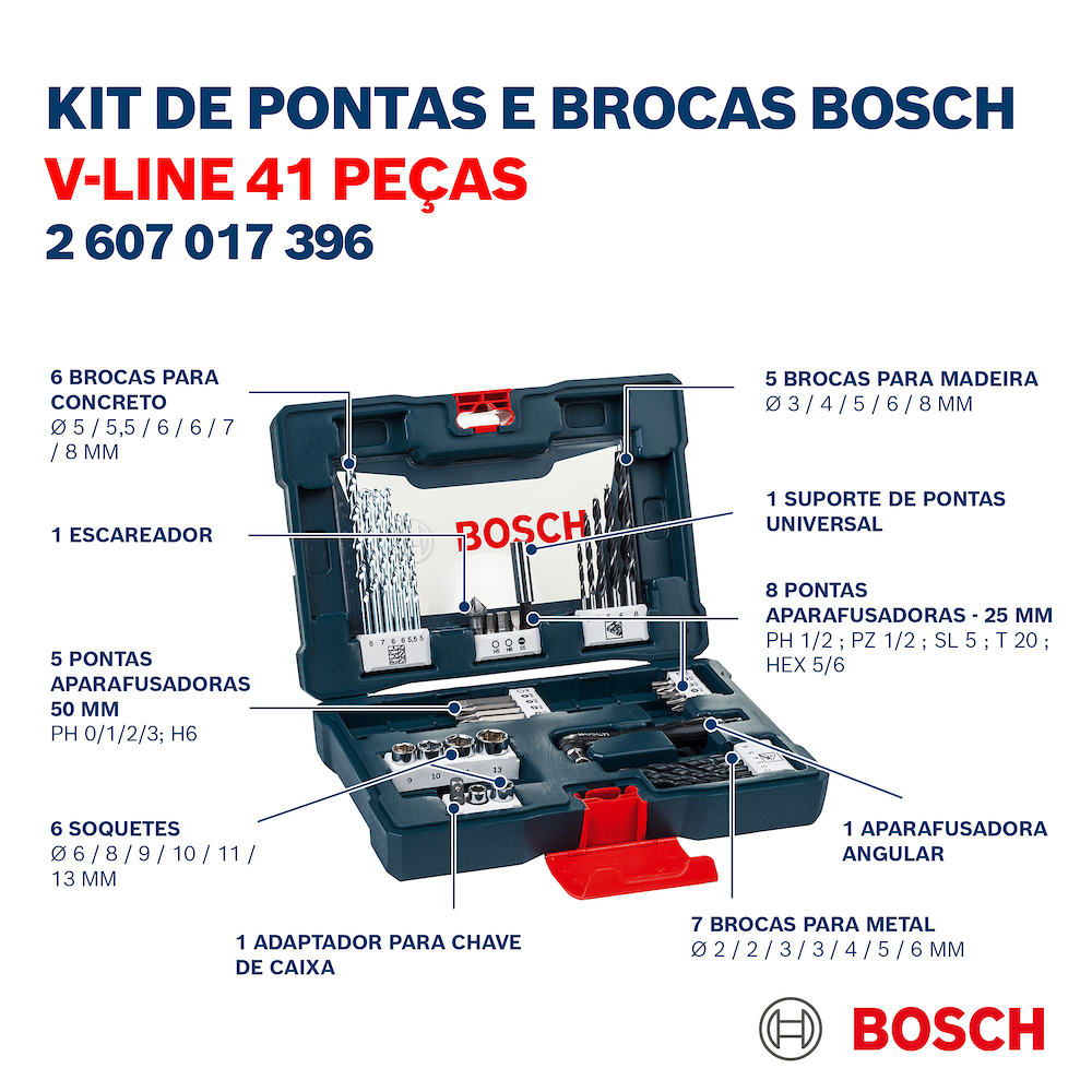 MALA KIT DE ACESSORIOS BOSCH 2607017396 V-LINE COM 41 PEÇAS - Imagem 3