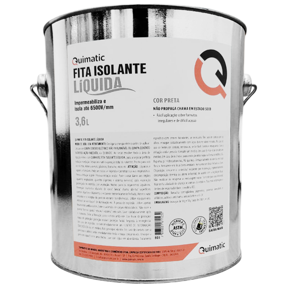 FITA ISOLANTE LÍQUIDA PRETA 3.6L QUIMATIC TAPMATIC BD3