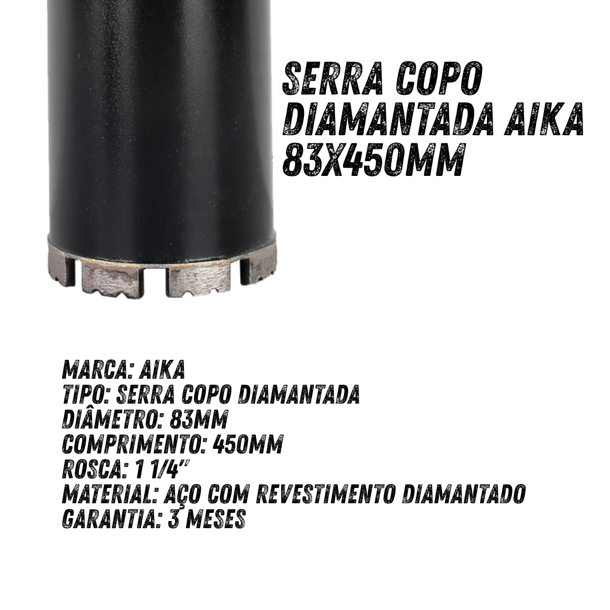 CALICE PARA PERFURATRIZ ROSCA 1.1/4 X 83MM (450MM COMPRIMENTO) AIKA 1230 - Imagem 6